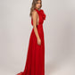 RED HALTER CHIFFON GOWN