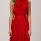 RED HALTER CHIFFON GOWN