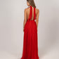 RED HALTER CHIFFON GOWN