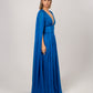 TURQUOISE BELTED CHIFFON GOWN