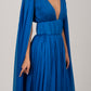 TURQUOISE BELTED CHIFFON GOWN