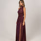 BURGUNDY-GOLD DRAPED GOWN