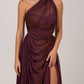 BURGUNDY-GOLD DRAPED GOWN