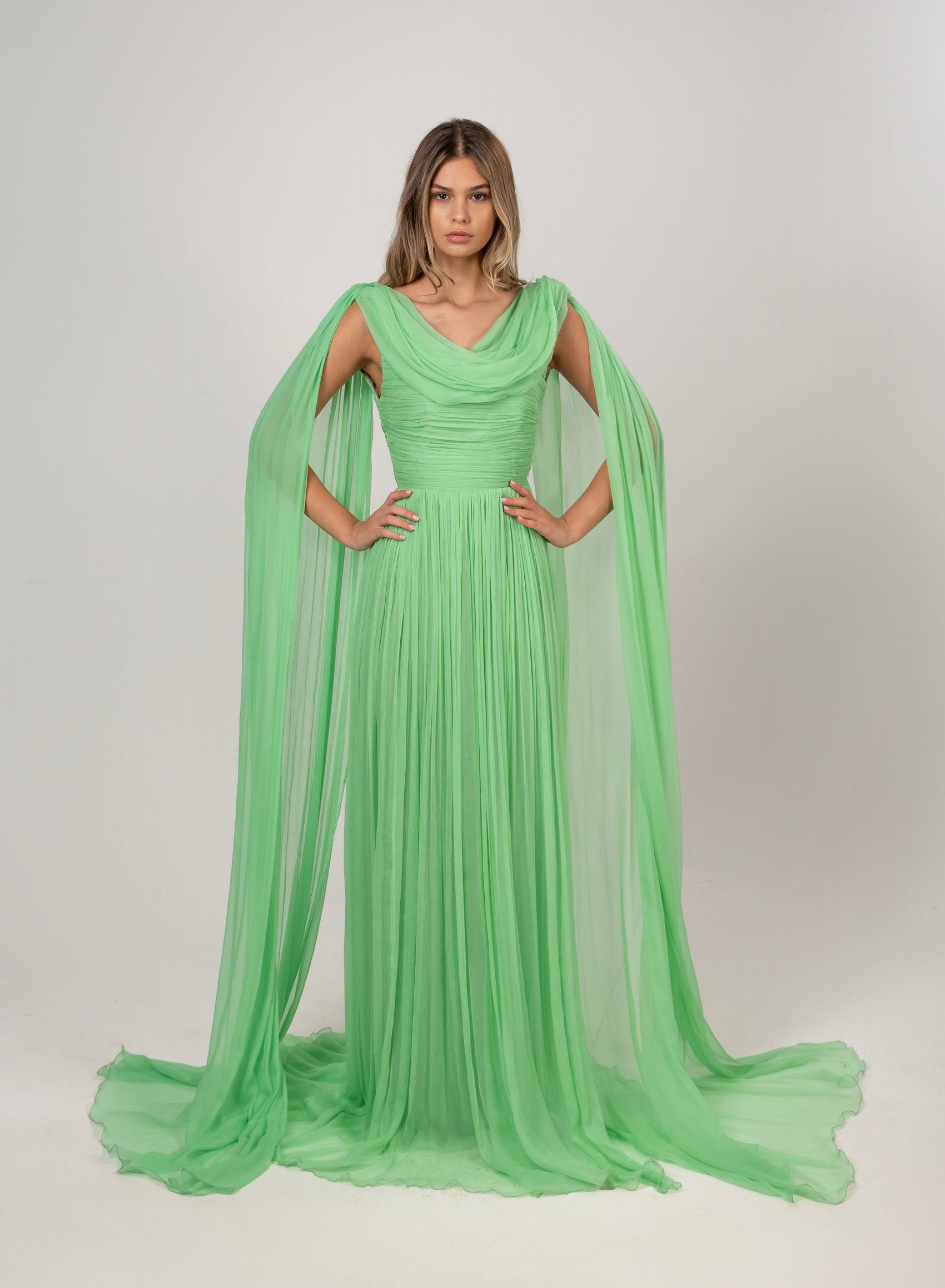 MINT GREEN COWL GOWN