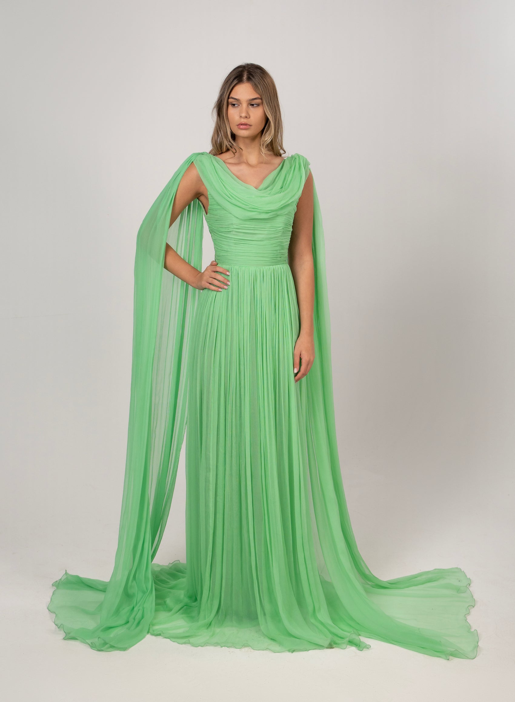 MINT GREEN COWL GOWN