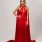 BRIGHT RED CHARMEUSE SILK GOWN