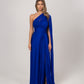 ROYAL ONE-SHOULDER CAPE DRESS