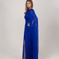 ROYAL ONE-SHOULDER CAPE DRESS