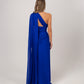 ROYAL ONE-SHOULDER CAPE DRESS