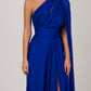 ROYAL ONE-SHOULDER CAPE DRESS