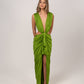 OLIVE GREEN DRAPED GOWN