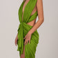 OLIVE GREEN DRAPED GOWN
