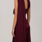 BURGUNDY CURTAIN-DETAIL GOWN