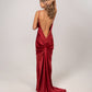 BURNED RED DRAPED GOWN