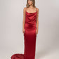 BURNED RED DRAPED GOWN