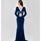 TEAL VELVET GOWN WITH BOW BACK