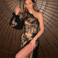 BLACK LACE GOWN WITH NUDE BUILD-IN CORSET