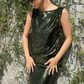 THE OLIVE SEQUIN TIE - SIDE DRESS
