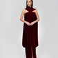BURGUNDY VELVET CAPE DRESS