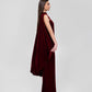 BURGUNDY VELVET CAPE DRESS