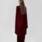 BURGUNDY VELVET CAPE DRESS