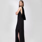 BLACK GOWN WITH VELVET COWL